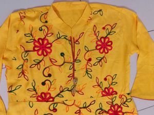 Vibrant Yellow Embroidered Kurta with embroidere