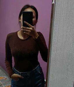 Premium Ribbed Brown Bodysuit
