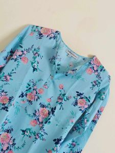 Blue Pink Floral Top