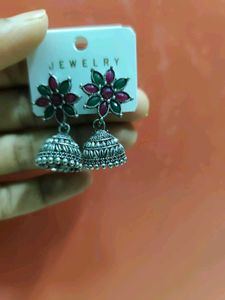 Indian Oxidized Jhumka Earrings