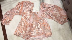 Boho Print Peplum Blouse