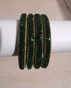 Emerald Green Rhinestone Bangles