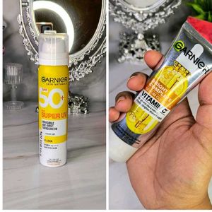 Garnier Vitamin C Serum facewash & SPF50 Sunscreen