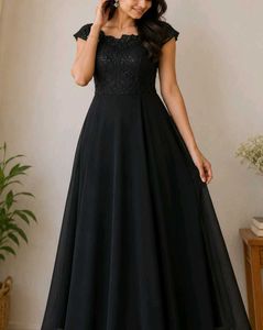 Elegant Black Lace Top Maxi Dress