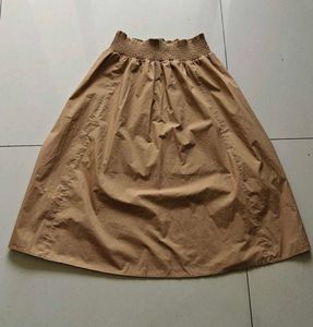 Tan Skirt with Smocked Waist