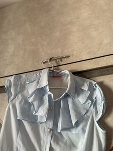 Light Blue Ruffle Shirt