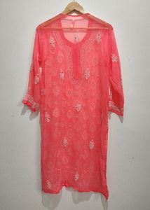 Saadgi Mirror Work Chikankari Embroidered Kurta