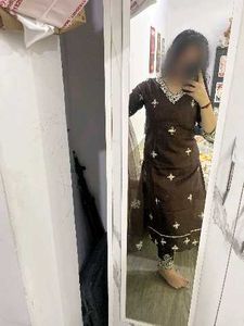 Elegant Brown Kurta Set with Dupatta