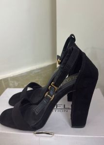 Brand New Truffle Collection Black Suede BlockHeel