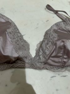 H&amp;M Lace Trim Satin Bra