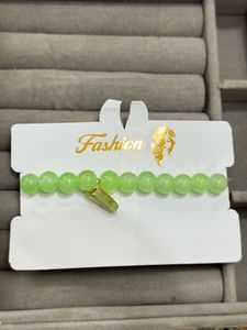 Lime Green Beaded Bracelet with Butterfly Charm