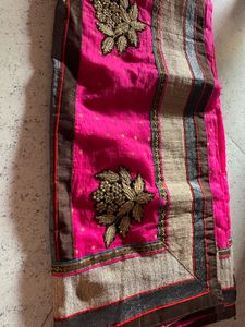 Embroidered Pink Saree