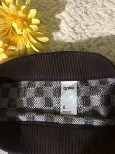 Checkerboard Knit Midi Skirt