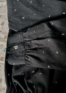 Stylish Black Printed Button-Up Top