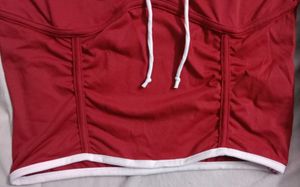 S size Red Ruched Strapless Top