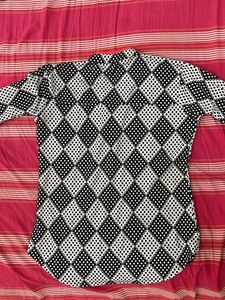 Printed Black &amp; White short Kurta
