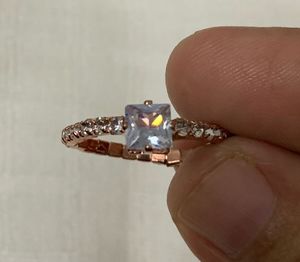 Rose Gold Toned Princess Cut Solitaire Ring