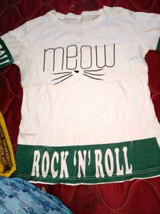 Woman Cute Meow Rock n Roll T-Shirt
