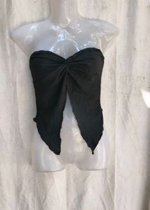 I. Twisted Black Strapless Top