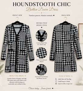Houndstooth Button Down Dress