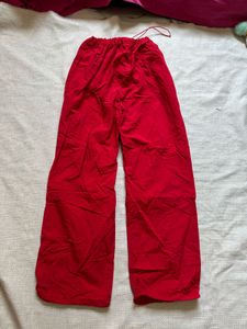 Vibrant Red Wide-Leg Pants