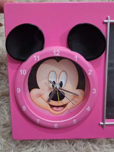 Pink Mickey Mouse Photo Frame Clock