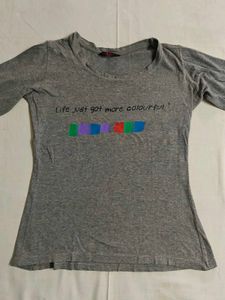 Grey "Life just got more colourful" T-shirt