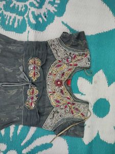 Elegant Grey Anarkali Gown