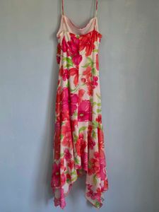 Y2k Asymmetrical Floral Midi Dress