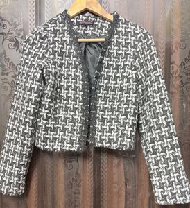 Houndstooth Cropped Jacket
