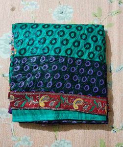 Vibrant Teal & Purple Saree