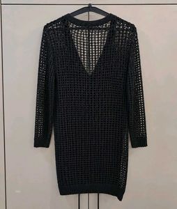 Chic Black Knit Long Cardigan