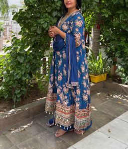 Blue Floral Embroidered Kurta Set