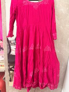 Pink Embroidered Anarkali Kurta