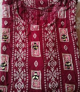 Stylish Maroon Printed Kurta