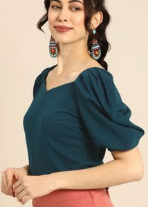 Teal Puff Sleeve Top