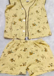 Cute Yellow Baby Set with Teddy Bear Print