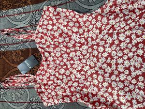Red Daisy Print Mini Dress