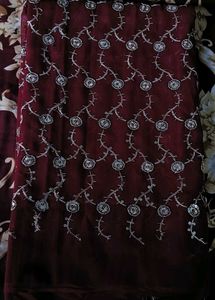 Maroon Embroidered Georgette Saree