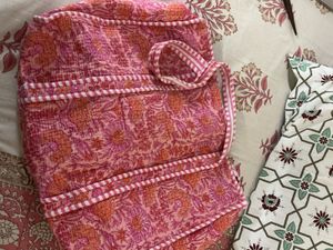 Pink Floral Print Tote Bag