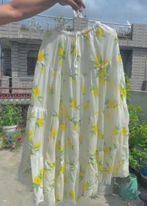 Tiered Lemon Print Maxi Skirt 🍋