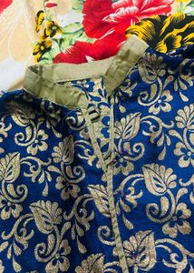 Elegant Blue Brocade Kurta Set