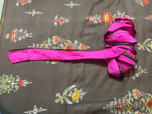 plain pink saree /lahengas lace