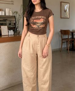 Beige Relaxed Fit Trousers