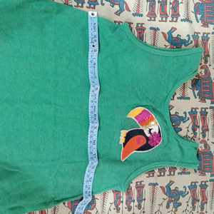 Girls' Green Dress with Toucan Applique
