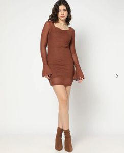 brown embellished dress size- XS