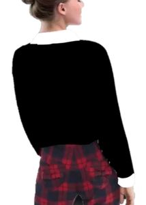 Collared Black Long Sleeve Top