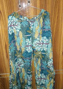 Elegant Teal Tree Print Kurta Set sizeL/Xl