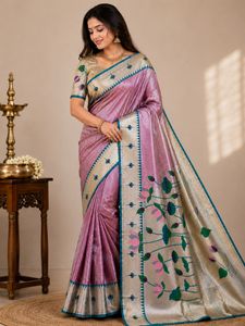 New lotus paithani with blouse piece
