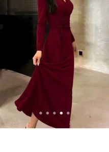 Elegant Red Long Sleeve Ruched Dress